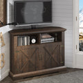 Rustic Oak Corner TV Stand with Storage Cabinets U410