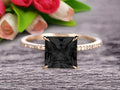 1.75 Carat Princess Cut Black Diamond Moissanite Engagement Ring 10k Yellow Gold W630191