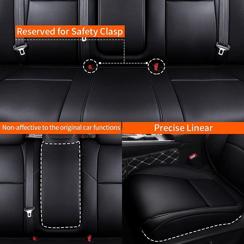 Faux Leather Car Seat Covers Full Set Black E41898