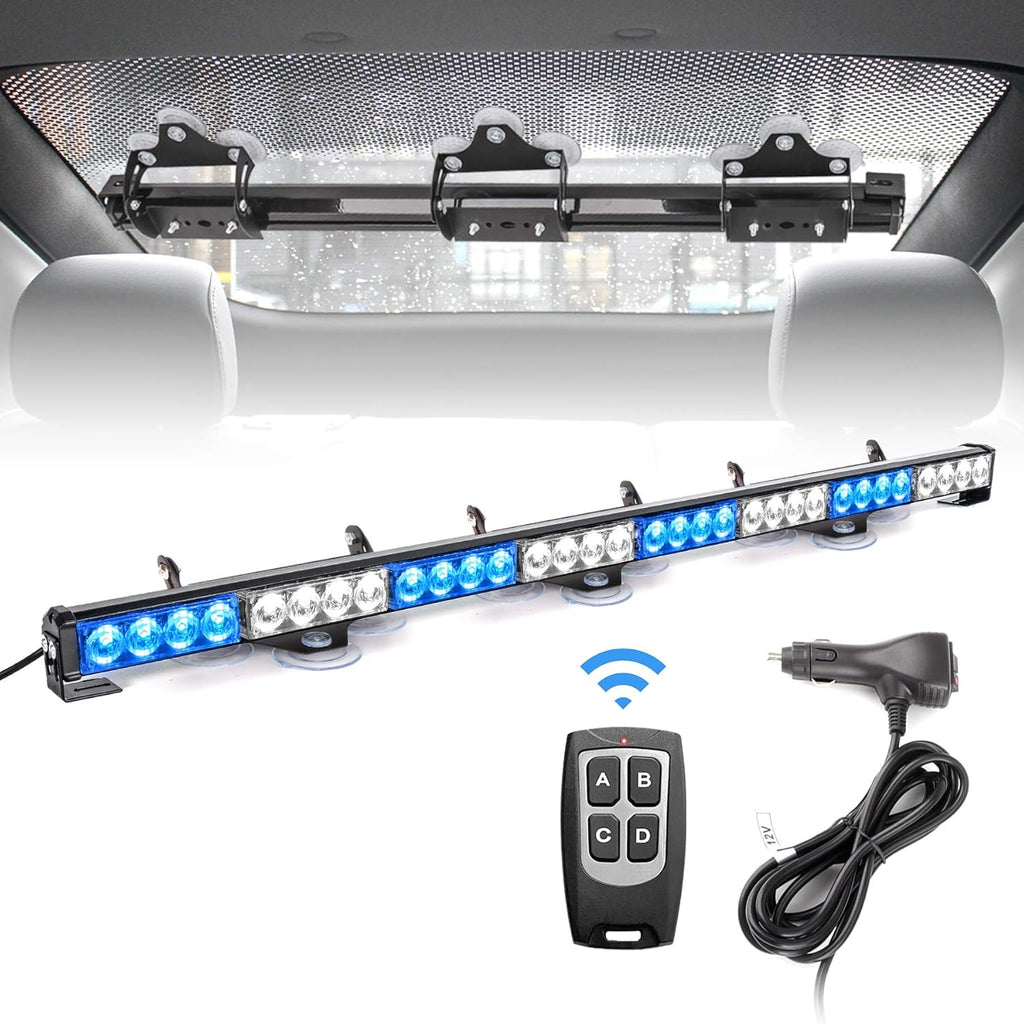 Red White Emergency Firefighter Hazard Warning Light Bar 35.5 inch 8 Panels Wireless Remote Control Pack of 2 E174