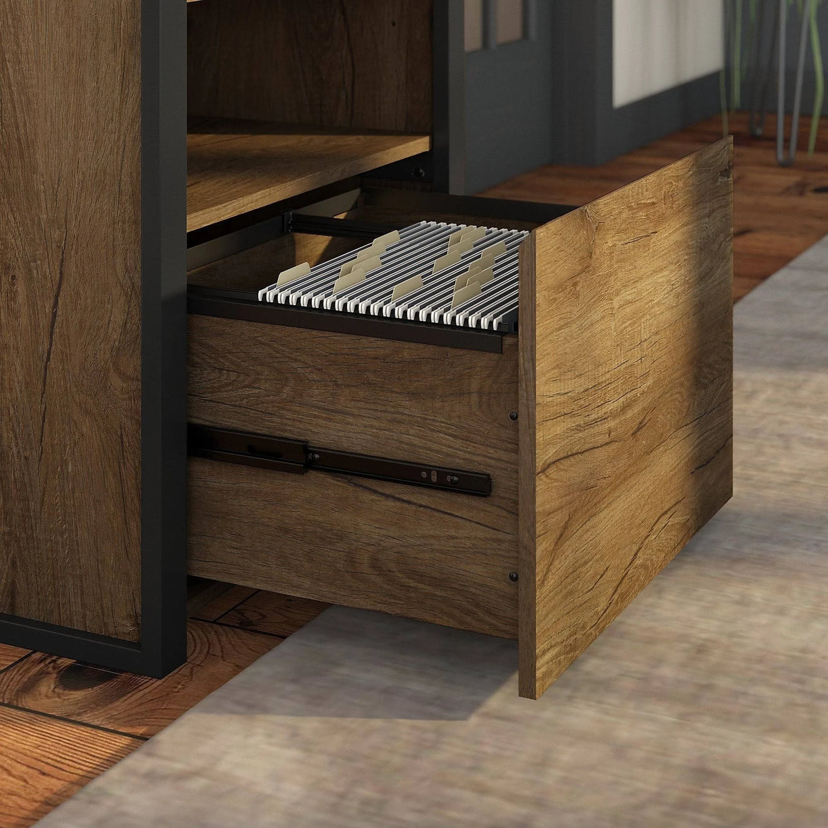 Rustic Brown Printer Stand File Cabinet MDF Q747