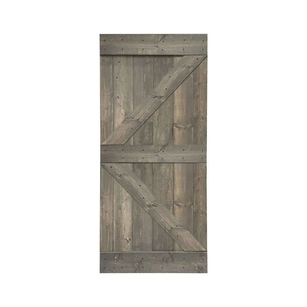 Stained Solid Pine Wood Interior Sliding Barn Door (Barn Red - 30 x 84) R73575