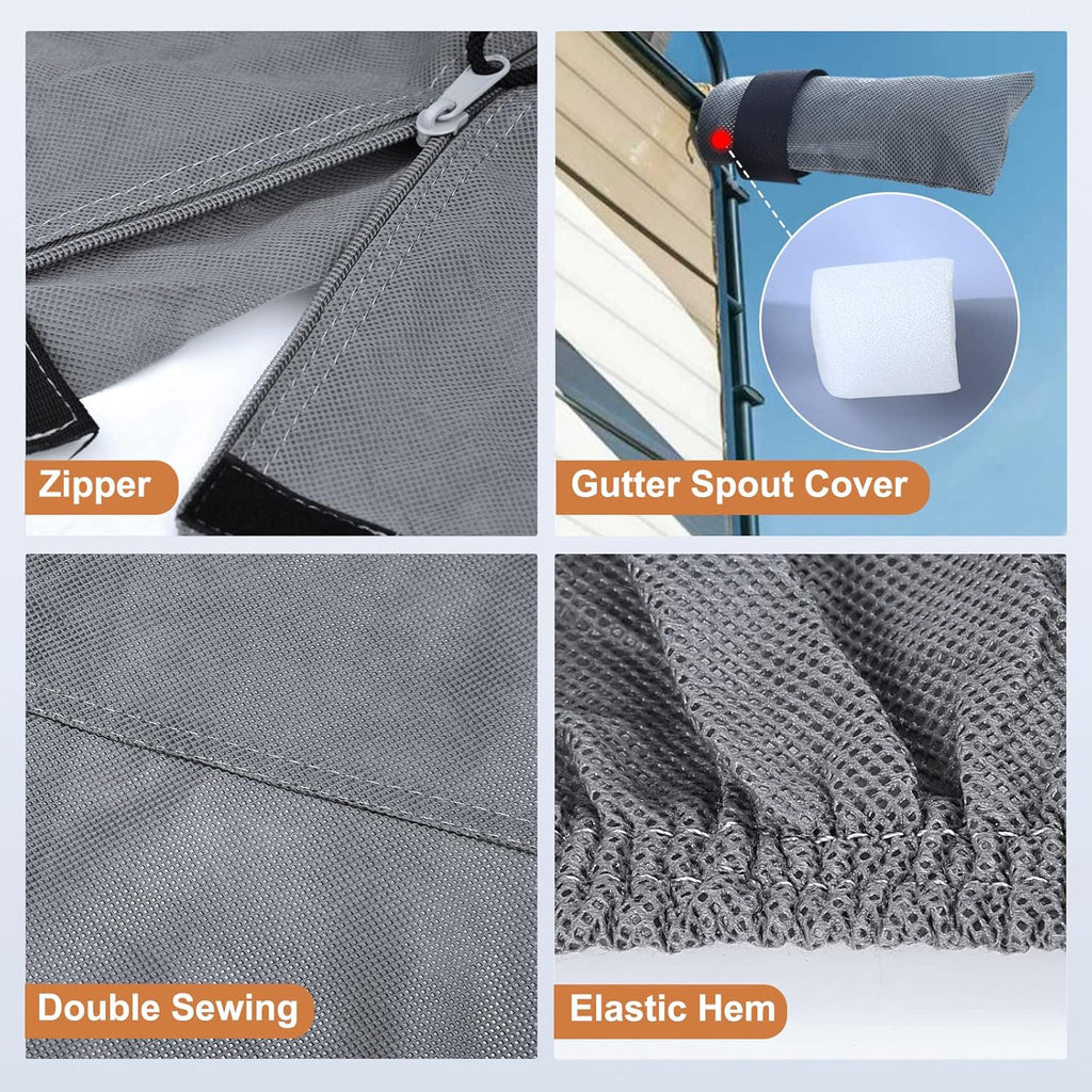 Heavy Duty 6 Layers Travel Trailer RV Cover Anti-UV Breathable Rip-Stop with 2Pcs Extra Straps & Gutter Spout Covers Q382389