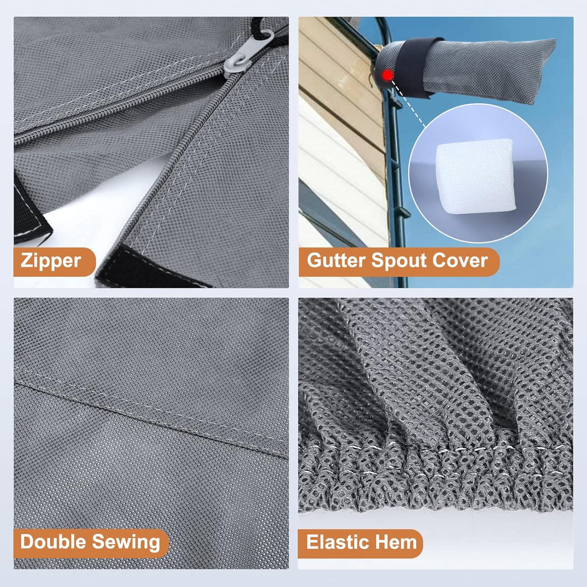 Heavy Duty 6 Layers Travel Trailer RV Cover Anti-UV Breathable Rip-Stop with 2Pcs Extra Straps & Gutter Spout Covers Q382389