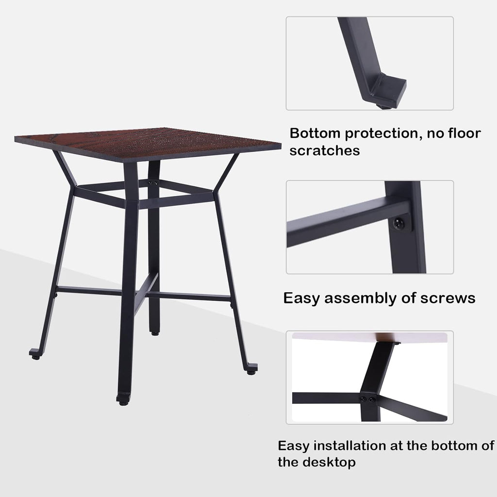 Solid Wood Bar Table with Metal Frame R796789