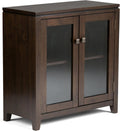 Farmhouse Grey 30 inch Low Storage Cabinet with 2 Tempered Glass Doors J921639