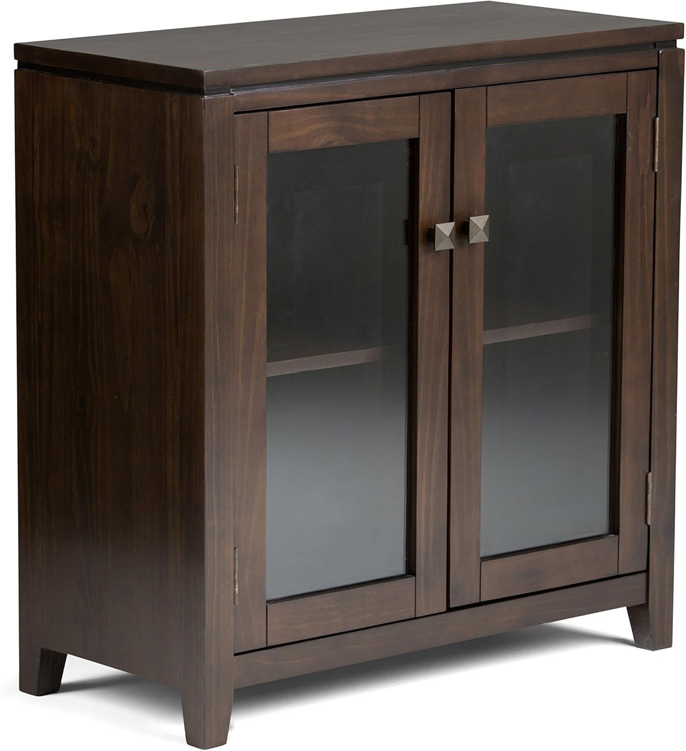 Farmhouse Grey 30 inch Low Storage Cabinet with 2 Tempered Glass Doors J921639