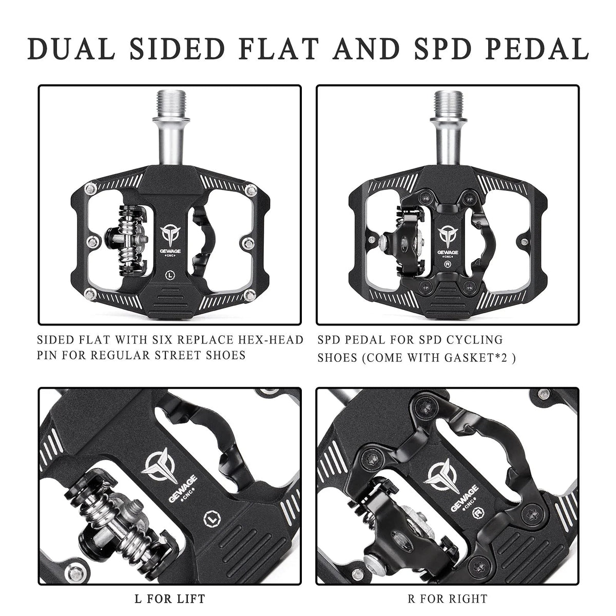 Dual Sided Bike Pedals with 3 Sealed Bearings V91116