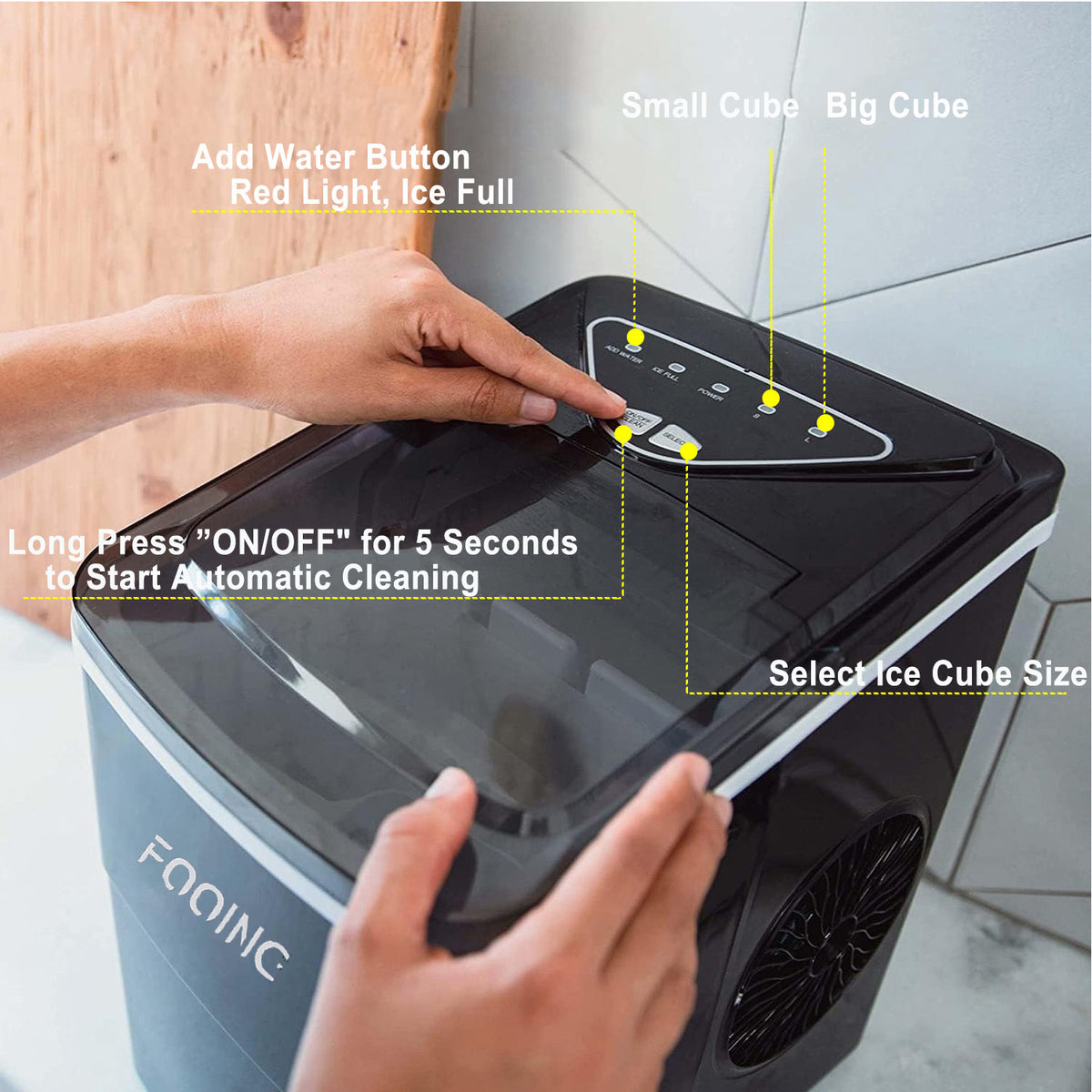 Black Portable Ice Maker Machine W9145