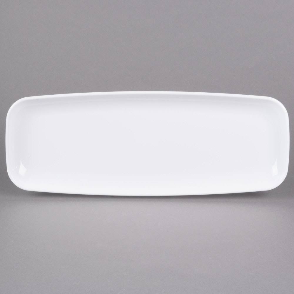 White Rectangular Polystyrene Platter / Catering Tray - 25/Case P36385
