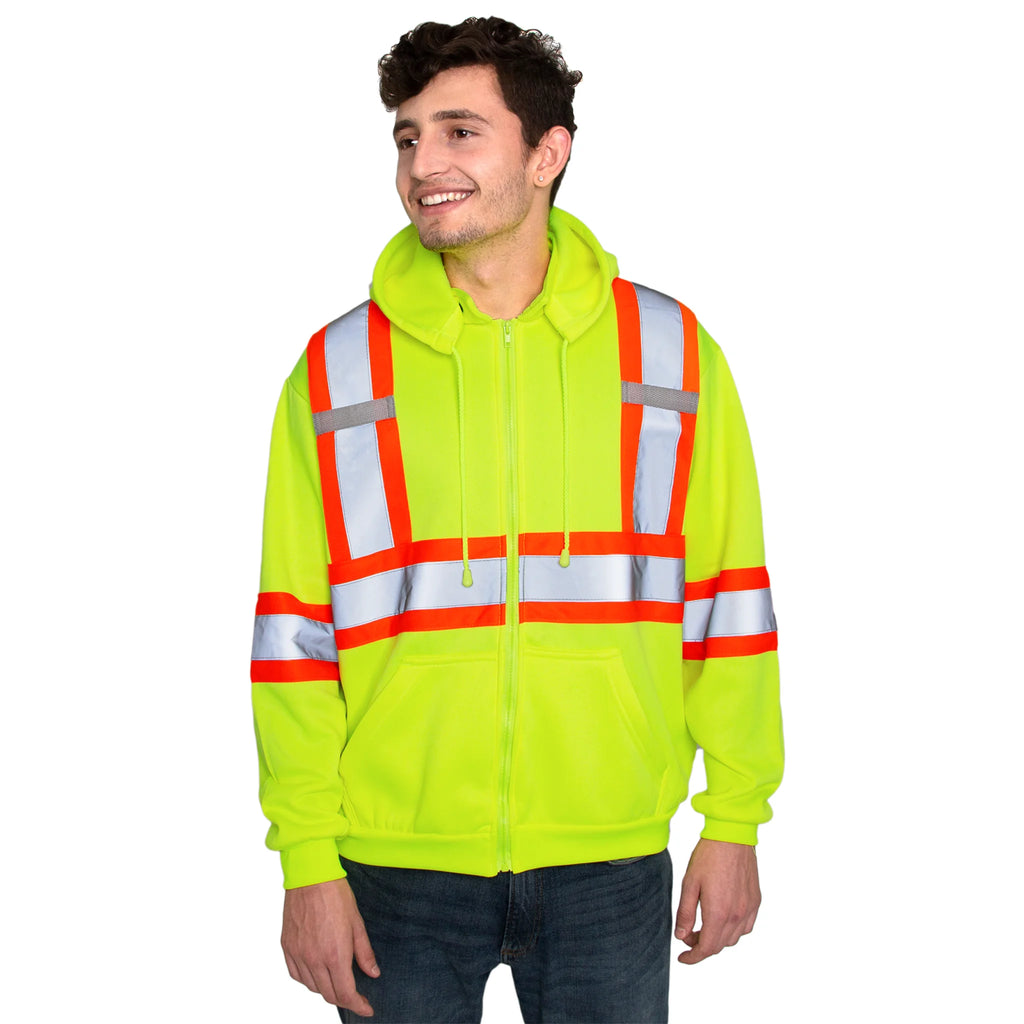 Hi-Vis Safety Full-Zip Hoodie, Yellow, L G59460