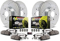 Front and Rear Carbon Fiber Brake Pads with Drilled & Slotted Brake Rotors Kit Q53601