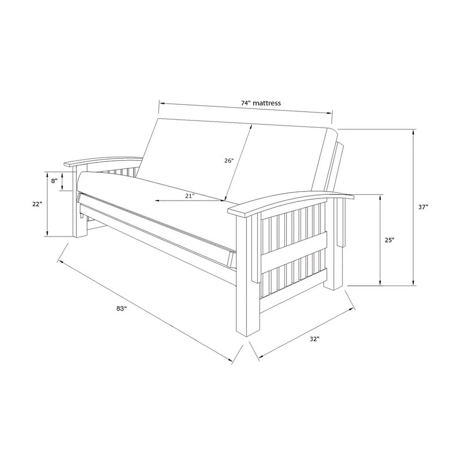 Rustic Walnut Futon with Suede Black Mattress C6323