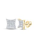 10kt Yellow Gold Mens Diamond Square Earrings 1/10 Cttw N292302