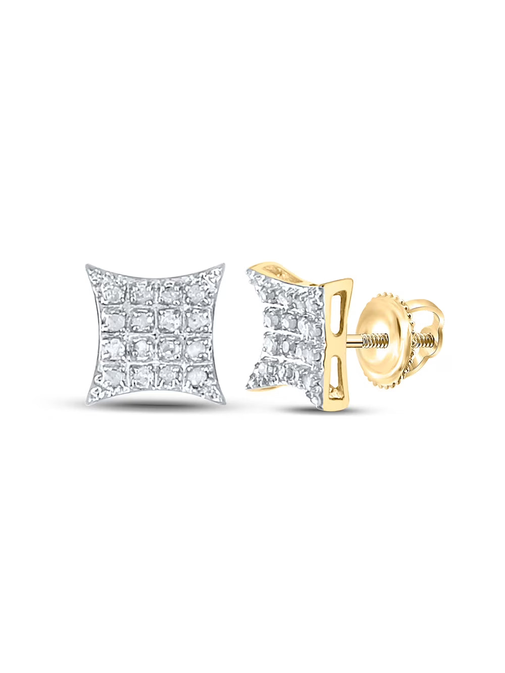 10kt Yellow Gold Mens Diamond Square Earrings 1/10 Cttw N292302