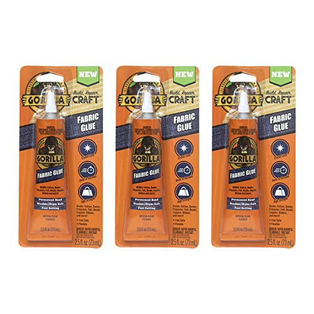 Fabric Glue, 2.5fl oz, Clear, Pack of 3 B447484
