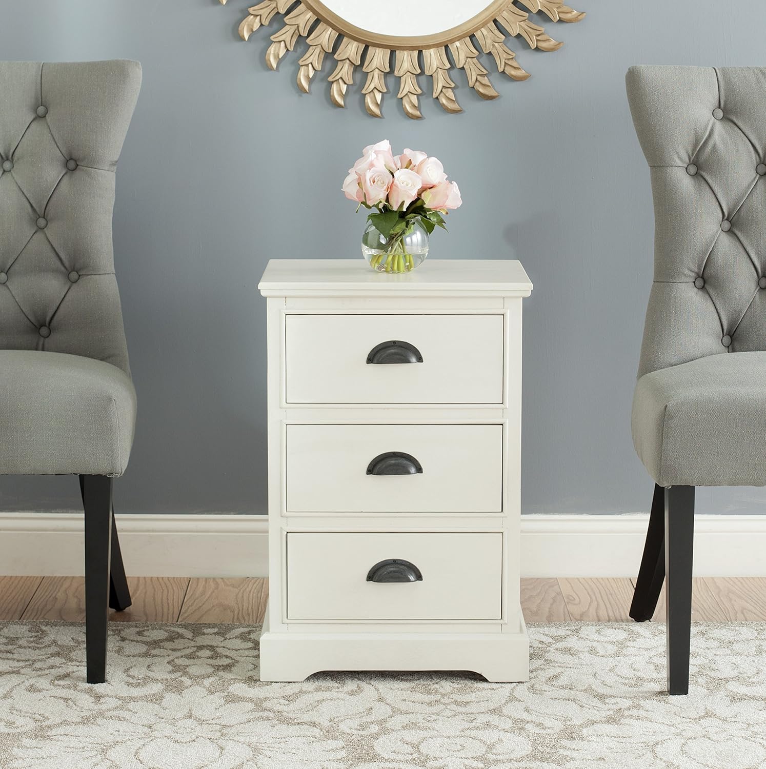 Grey 3 Drawer Side Table X2422
