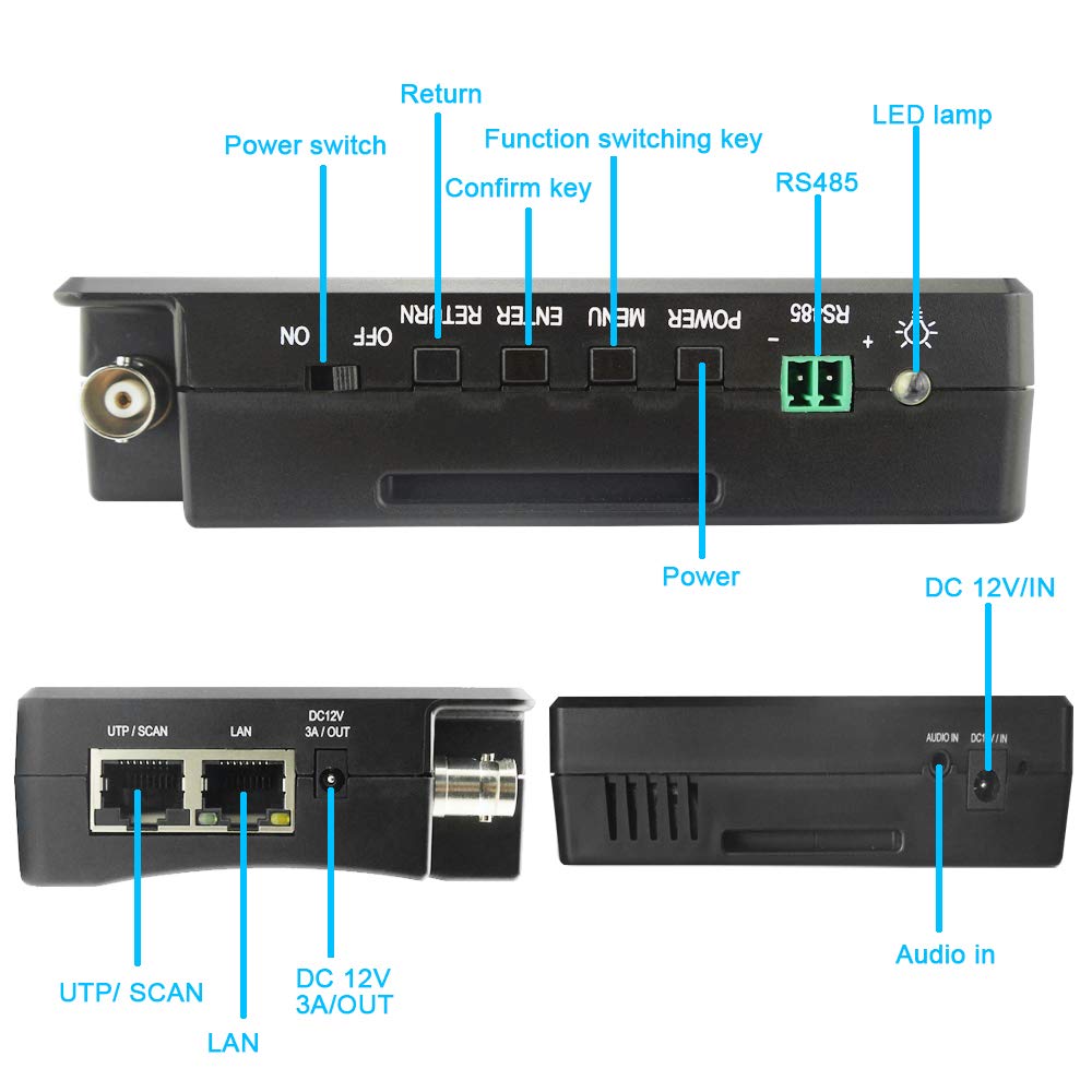 5-in-1 CCTV Tester with 8MP Camera Tester WiFi PTZ POE 48V Out J850