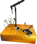 Wooden Fly Tying Station with Vise, Tool Organizer Caddy, Materials Tray Holder J9168