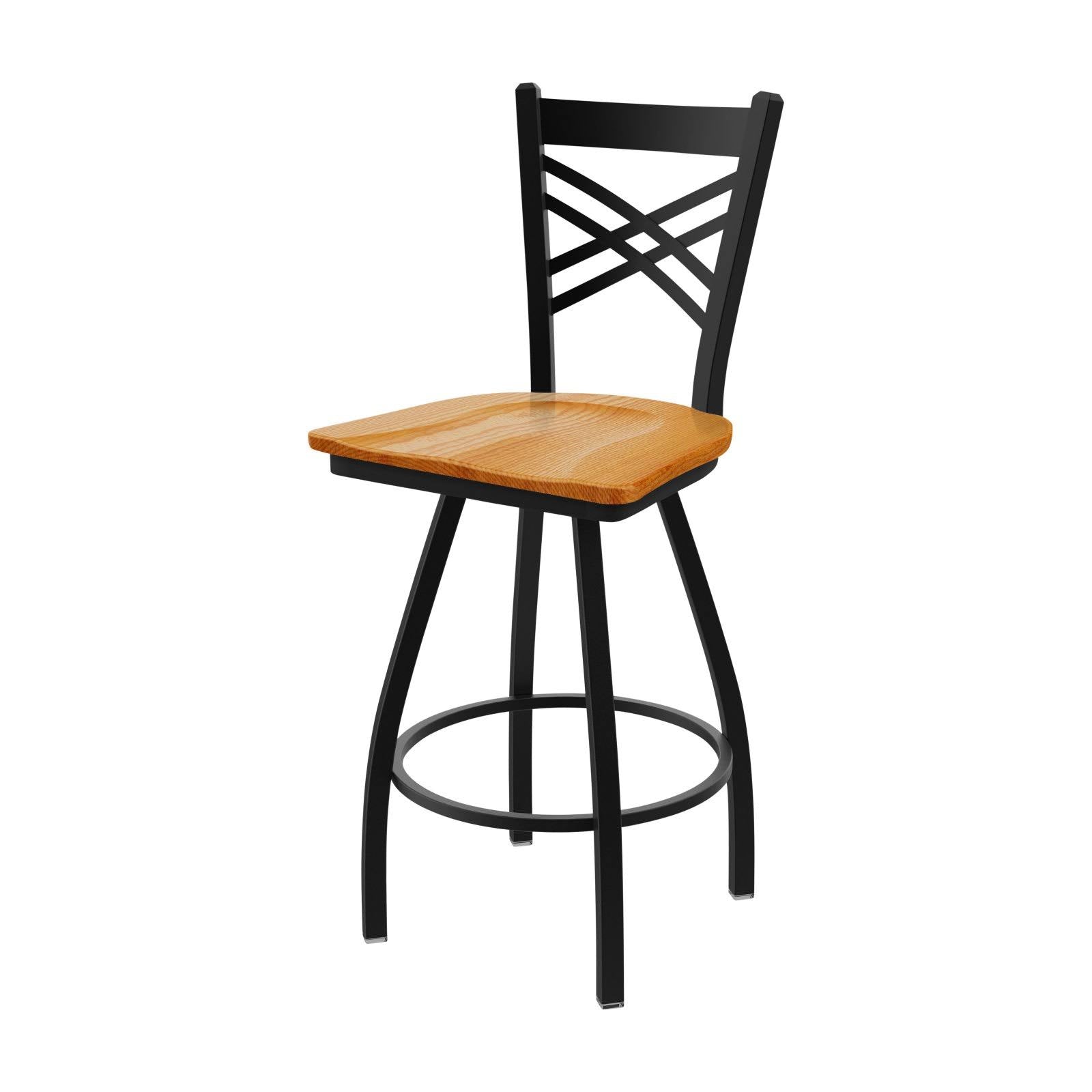 25x22 Swivel Counter Stool with Anodized Nickel Finish and Medium Oak Seat K18984