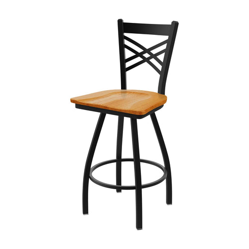 25x22 Swivel Counter Stool with Anodized Nickel Finish and Medium Oak Seat K18984