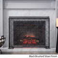 Black Brushed Silver Fireplace Screen I538