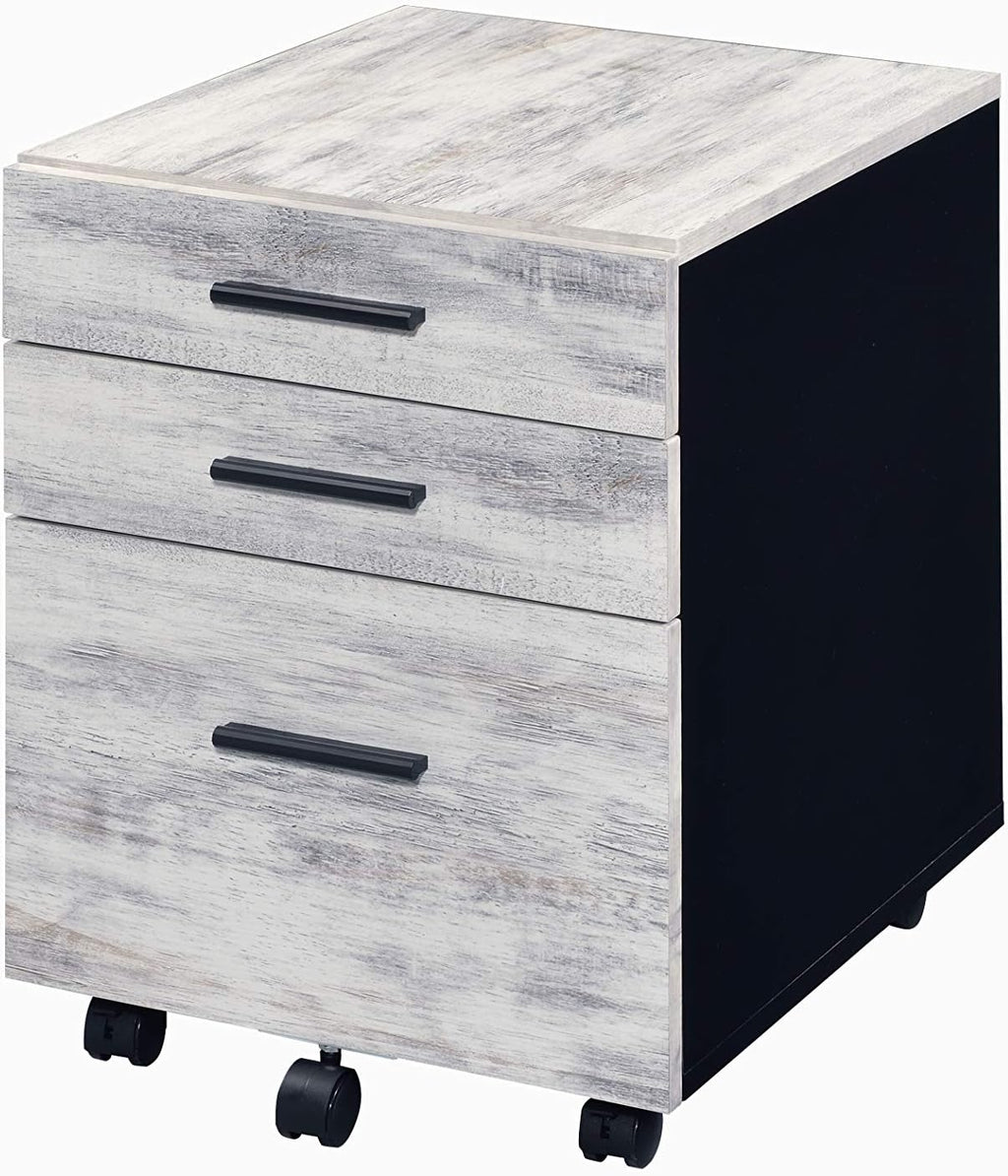 White-Ash & Black Tall File Cabinet S415681