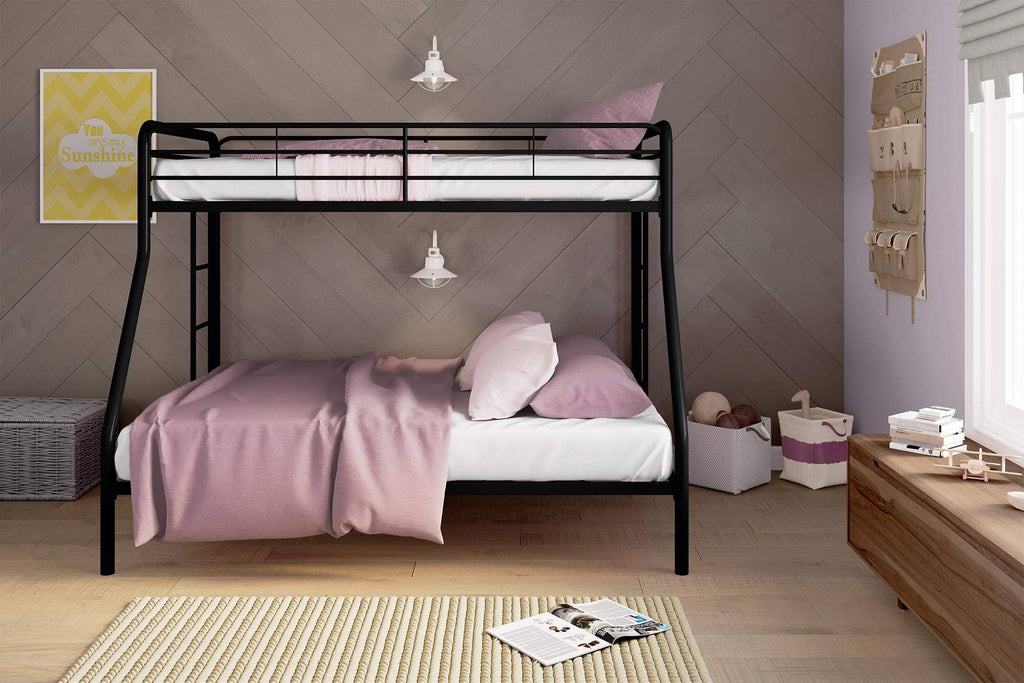 Twin-Over-Full Bunk Bed with Metal Frame and Ladder S100