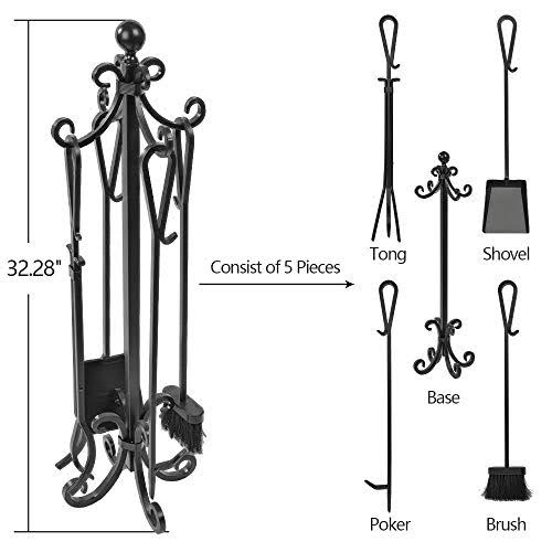 5 Pieces Cast Iron Fireplace Tools Q130
