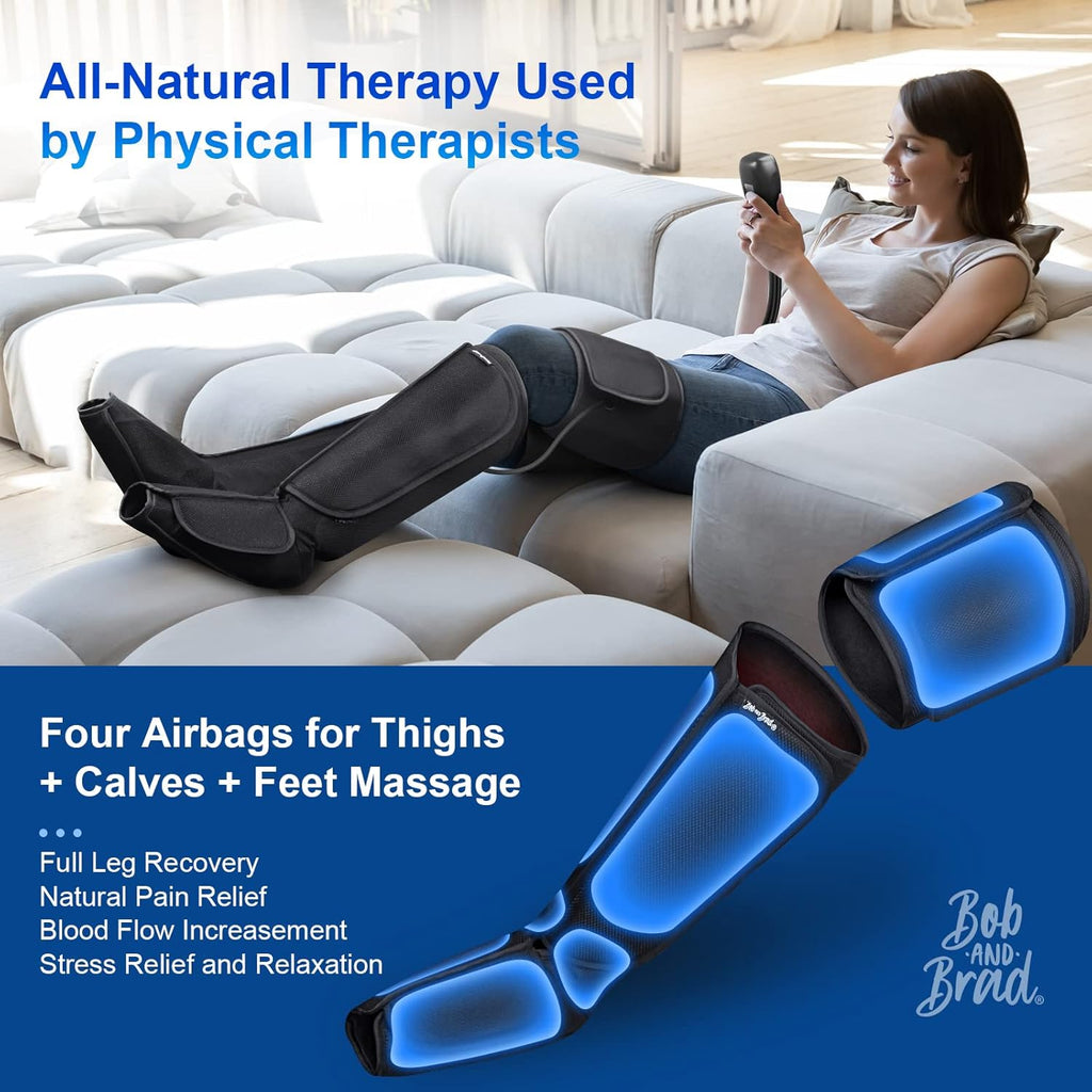 Air Compression Leg Massager with Heat, Adjustable Foot Calf Massage with Handheld Controller, 4 Modes 4 Intensities 2 Heat Y58289
