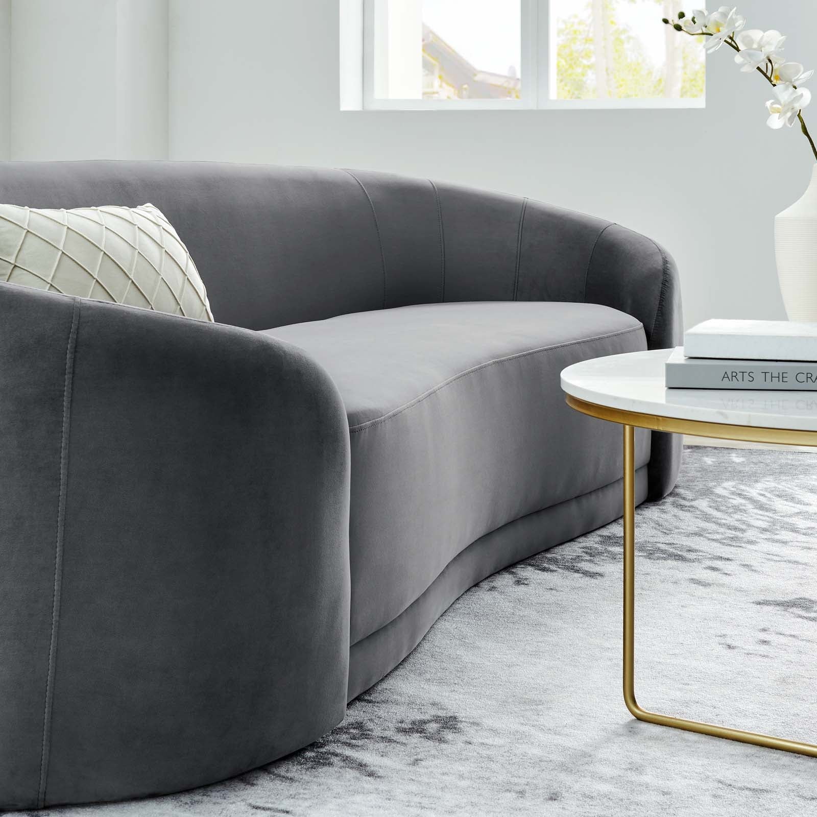 Gray Performance Velvet Sofa D6952