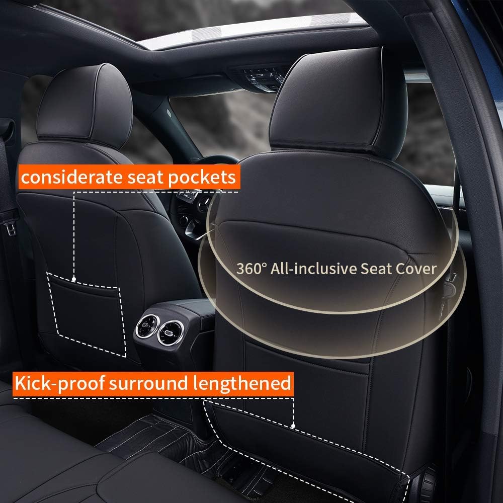 Faux Leather Car Seat Covers Full Set Black E41898