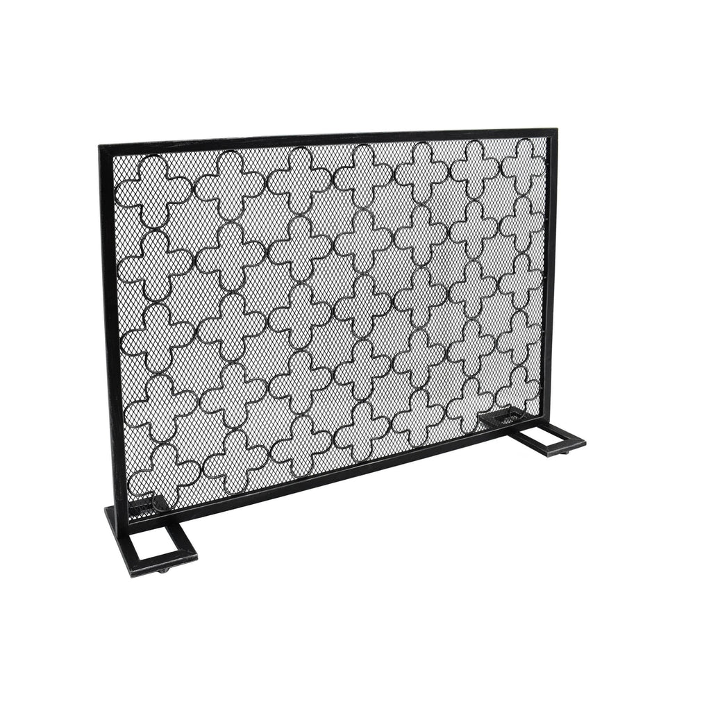 Black Brushed Silver Fireplace Screen I538