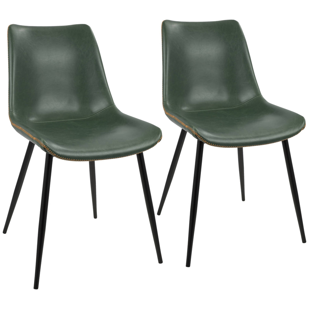 Black and Green Faux Leather Dining Chair Set of 2 Z681