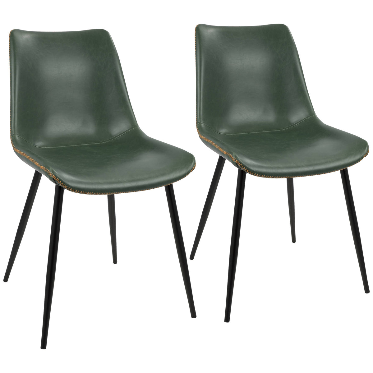 Black and Green Faux Leather Dining Chair Set of 2 Z681