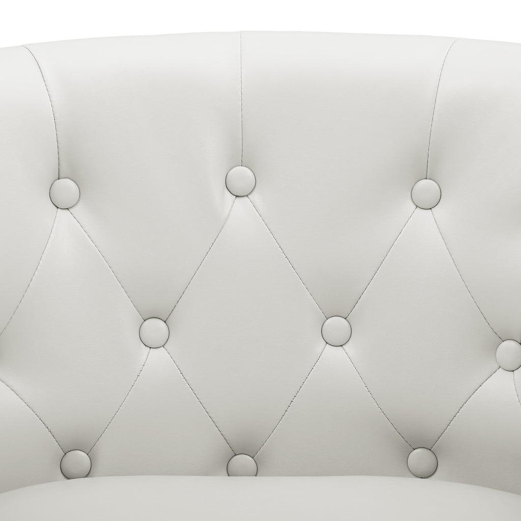 White Faux Leather Barrel Loveseat S209937