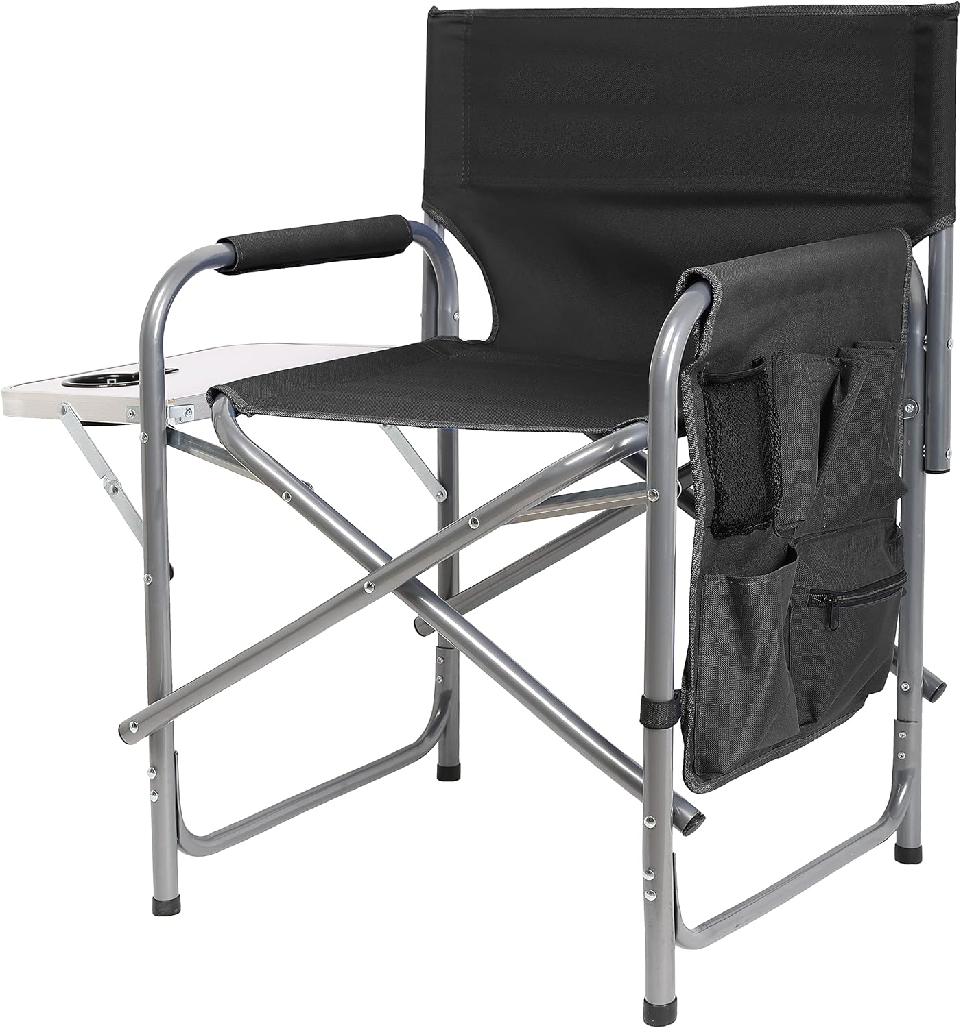 Steel Frame Director's Folding Camping Chair with Side Table and Pockets F1557