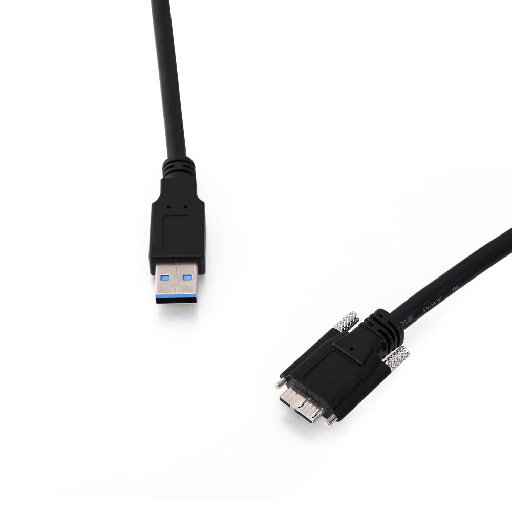USB 3.0 Cable A/M to Micro B/M Dual Screw Locking Industrial Drag Chain Cable (1M) Pack of 2 L120161