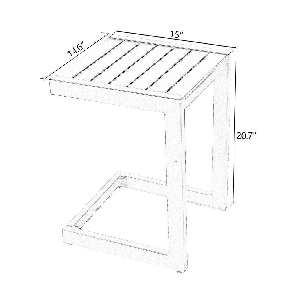 White Aluminum C Shaped End Table H944517