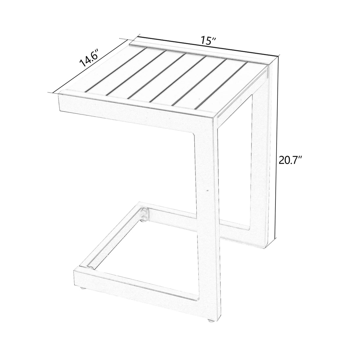 White Aluminum C Shaped End Table H944517