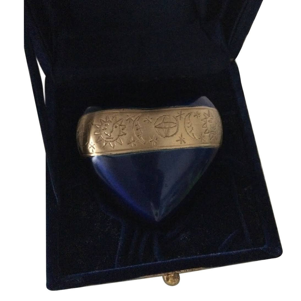 Blue Heart Keepsake Urn with Stand & Velvet Box U16823