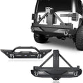 Front & Rear Bumpers Combo with Winch Plate & Spare Tire Carrier & LED Lights & D Rings N423