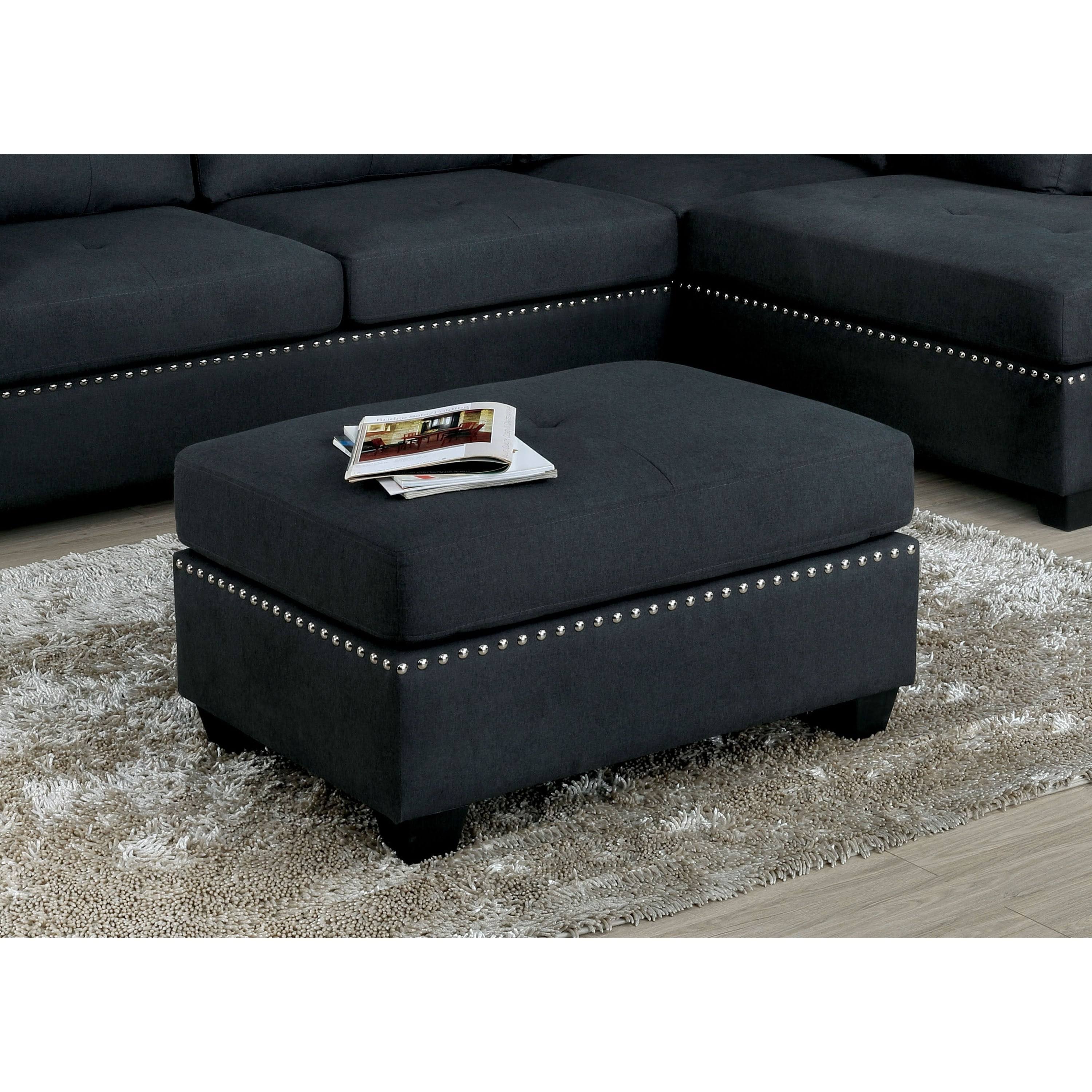 Grey Fabric Upholstered Ottoman H1618