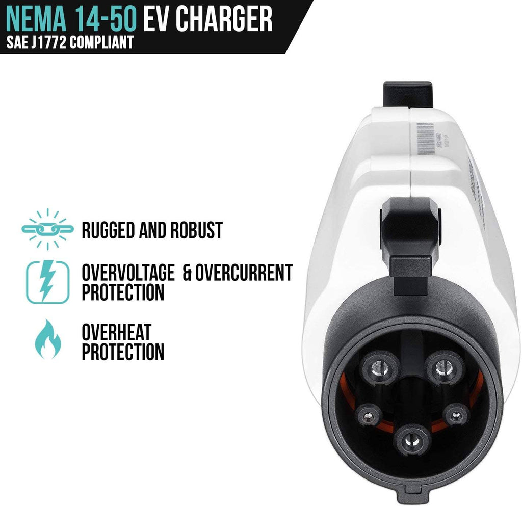 240V 32 Amp Level 2 EV Charger with 21ft Extension Cord J1772 Cable NEMA 14-50 Plug J5973