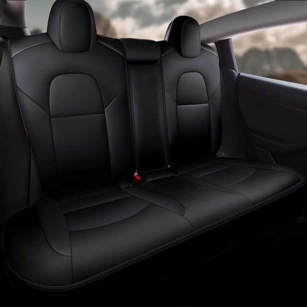 Faux Leather Car Seat Cover Full Set Front Rear Seat Black 5 Seats Z7529