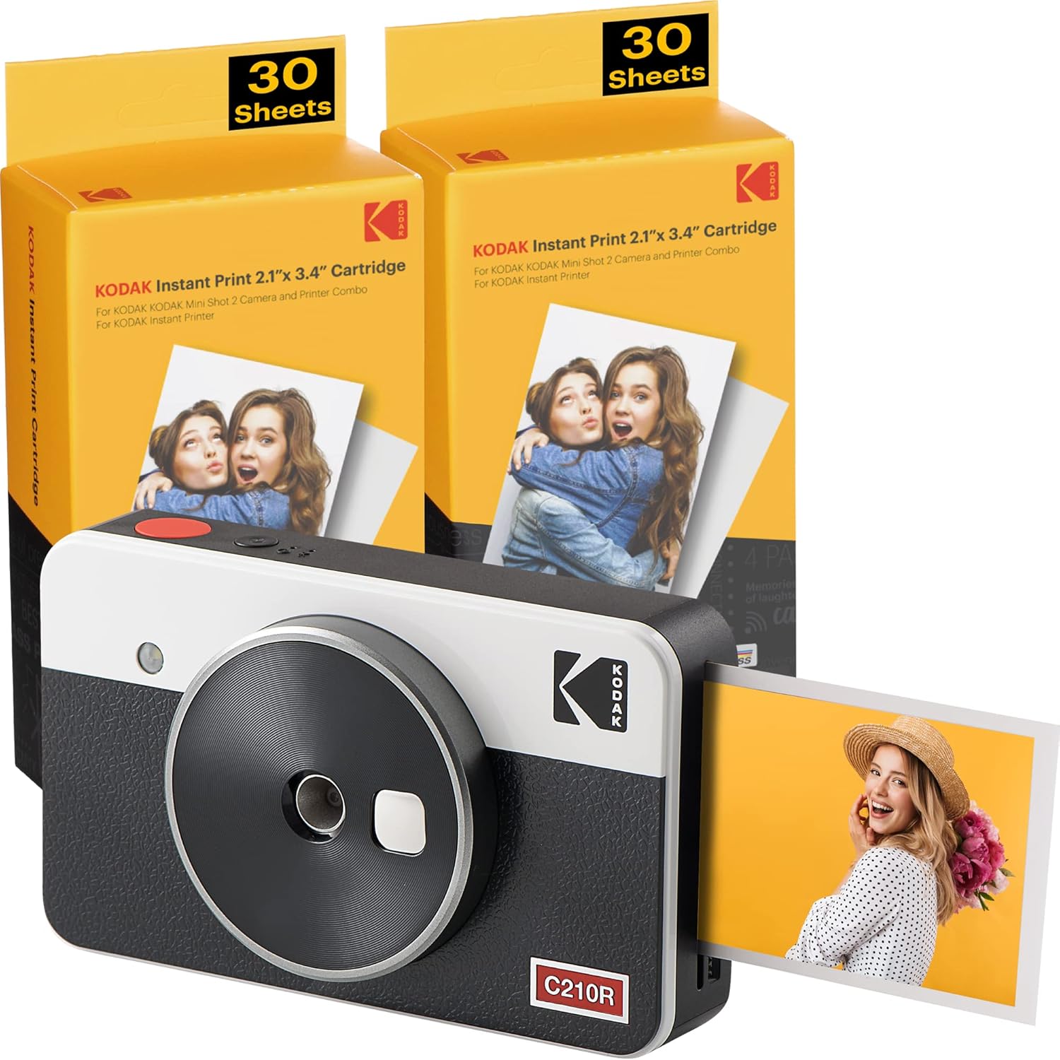 Portable Wireless Instant Camera & Photo Printer, 68-Sheet Bundle, Yellow Z925681