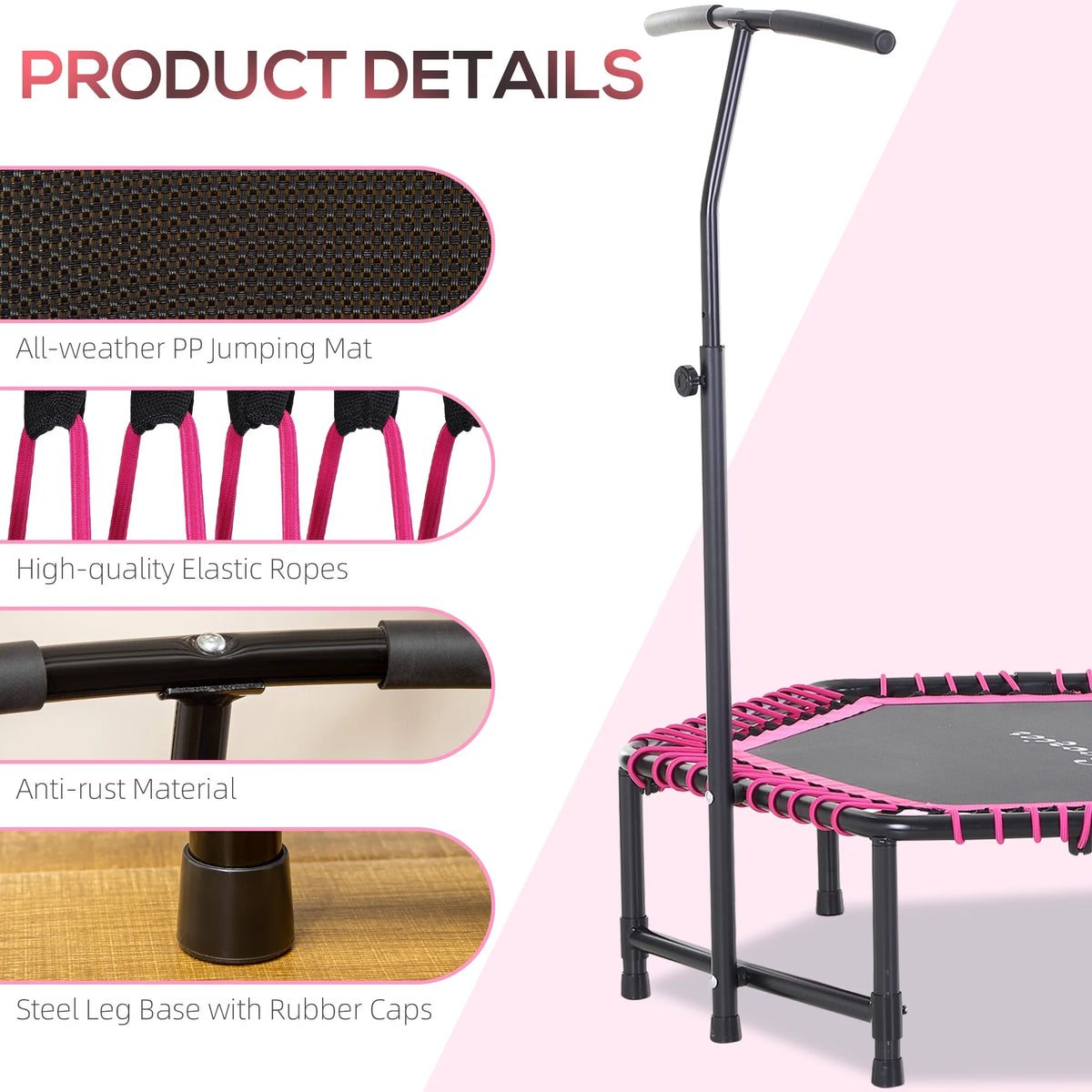 Pink Hexagon Rebounder Trampoline H4502