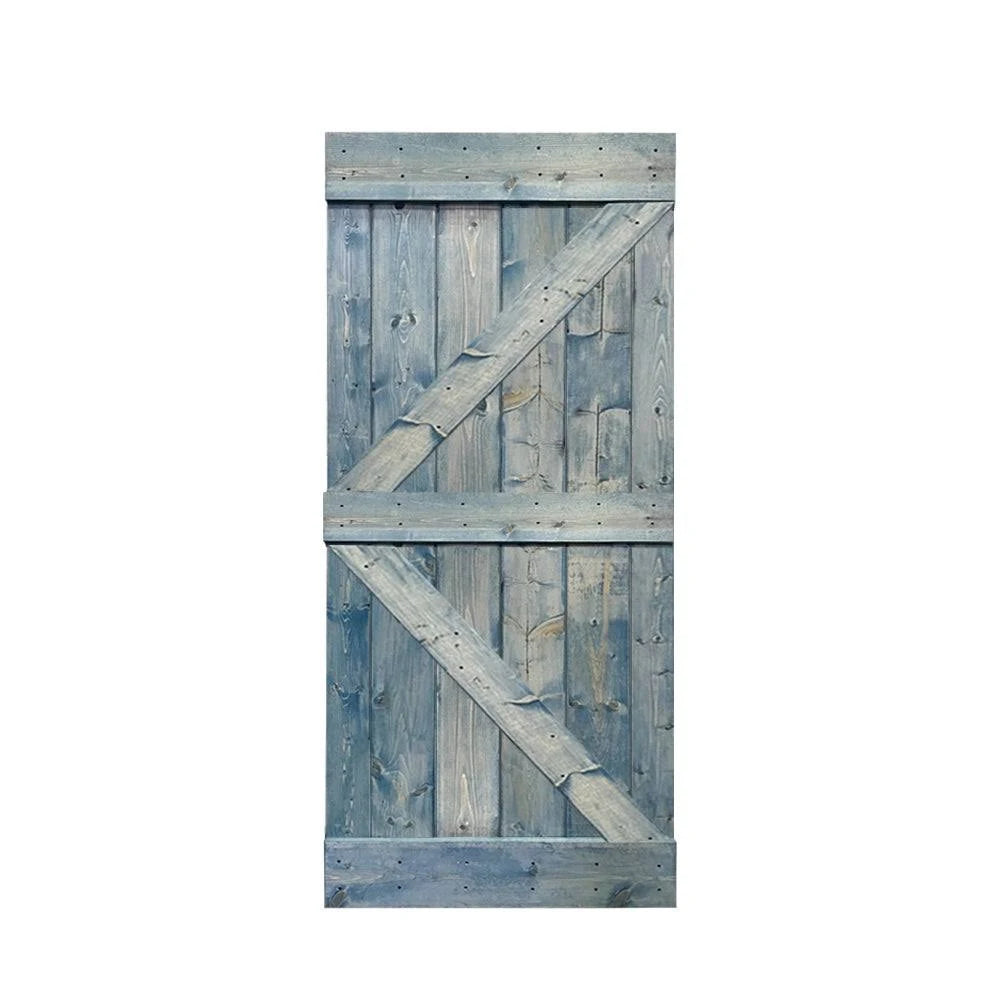 Stained Solid Pine Wood Interior Sliding Barn Door (Barn Red - 30 x 84) R73575
