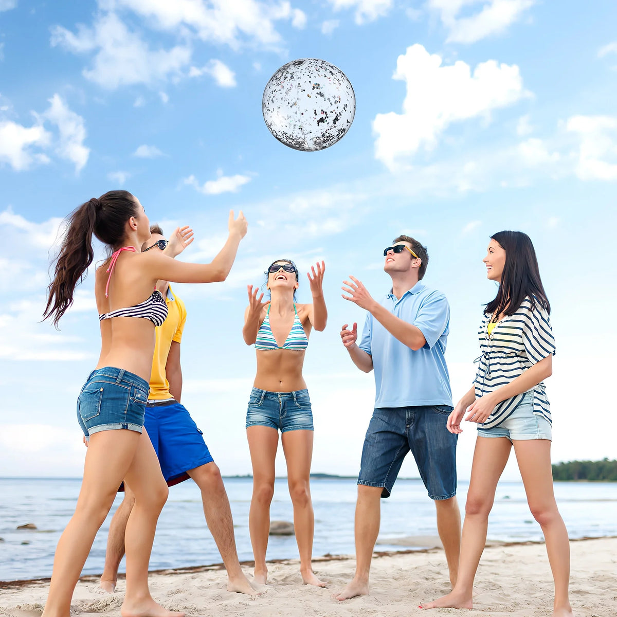 2 Pcs Inflatable Beach Balls with Air Pump H452829