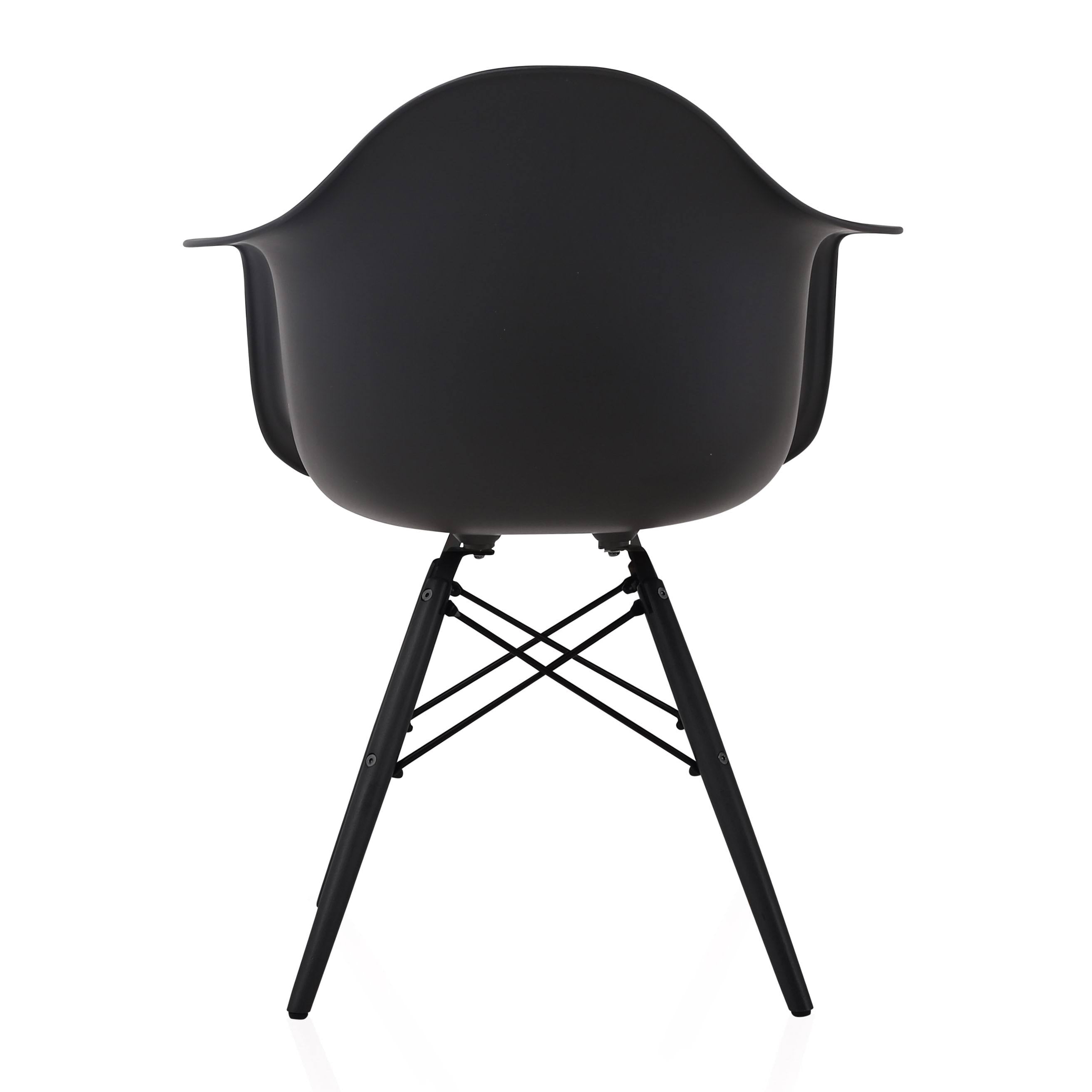 Set of 4 Black Molded Plastic Dining Arm Chair I151989